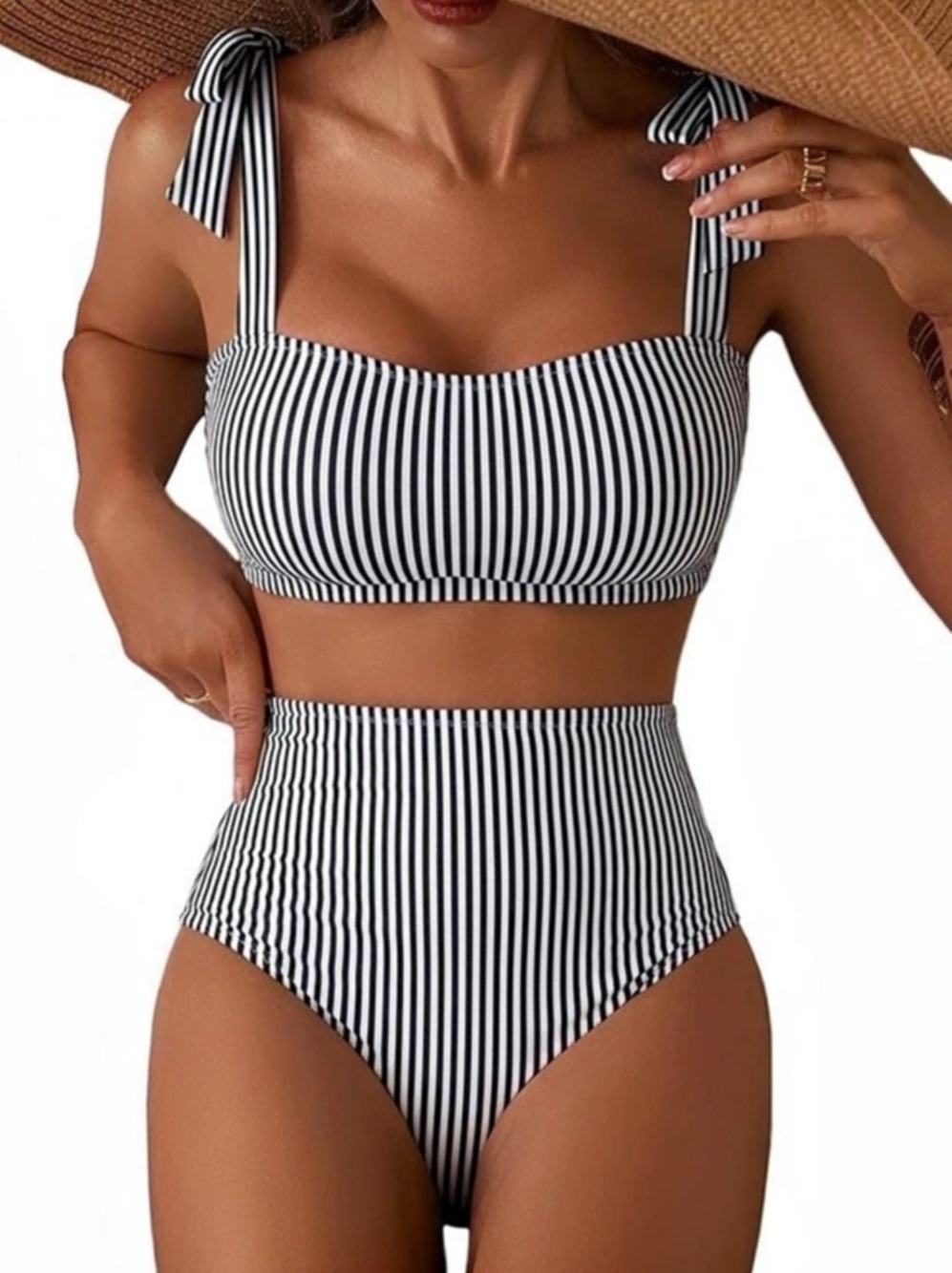 Striped Bikini Set in Black & White Like New